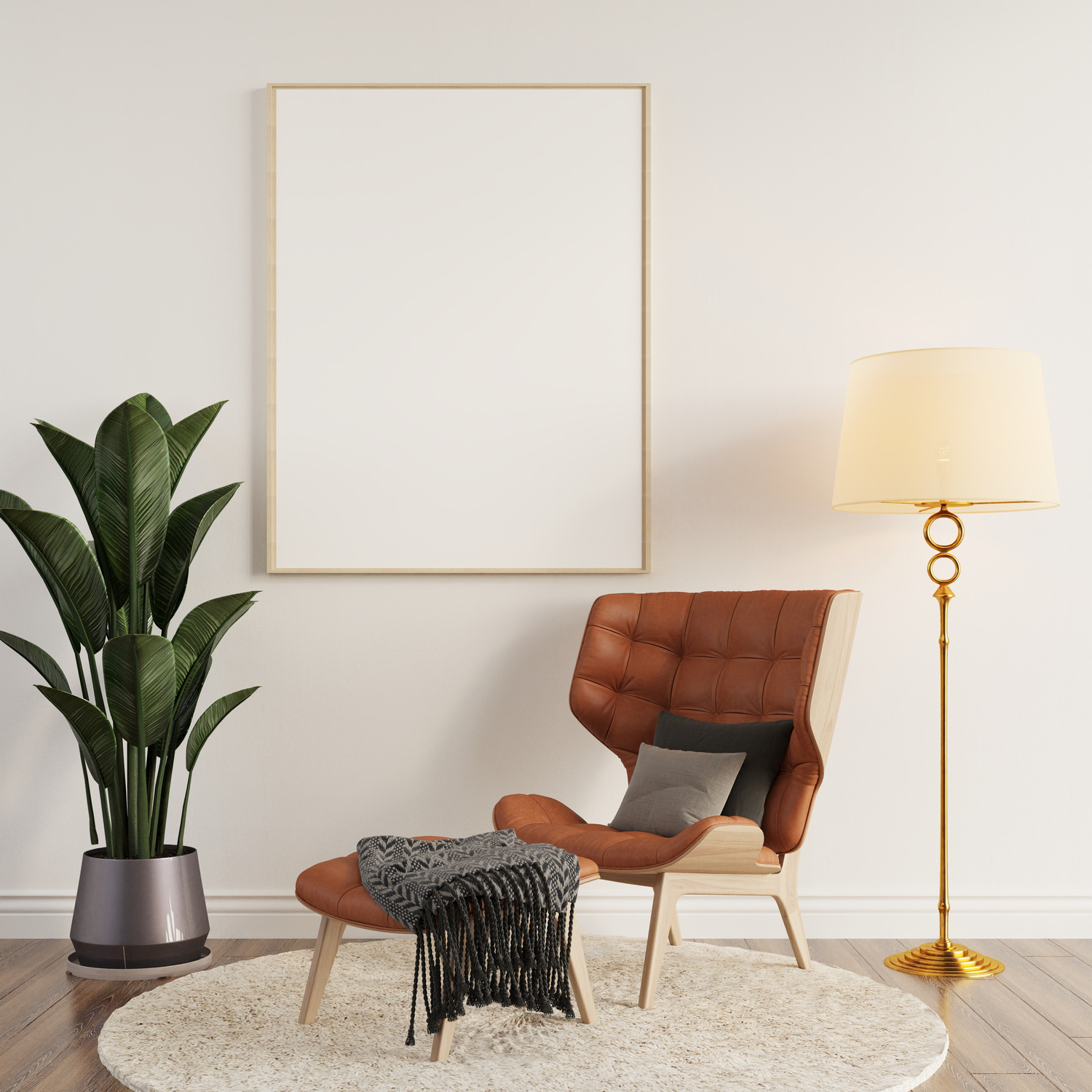 Modern home interior Mockup In Wall Living Room Templete Minimal